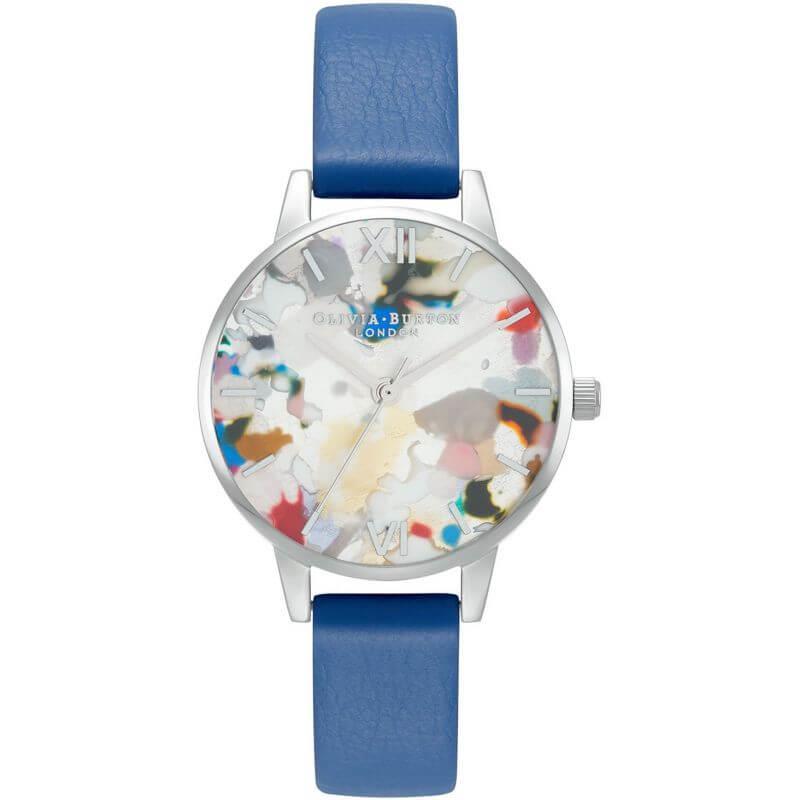 Pop Art Midi Dial, Blue Eco Vegan & Silver Mesh Watch Strap Gift Set