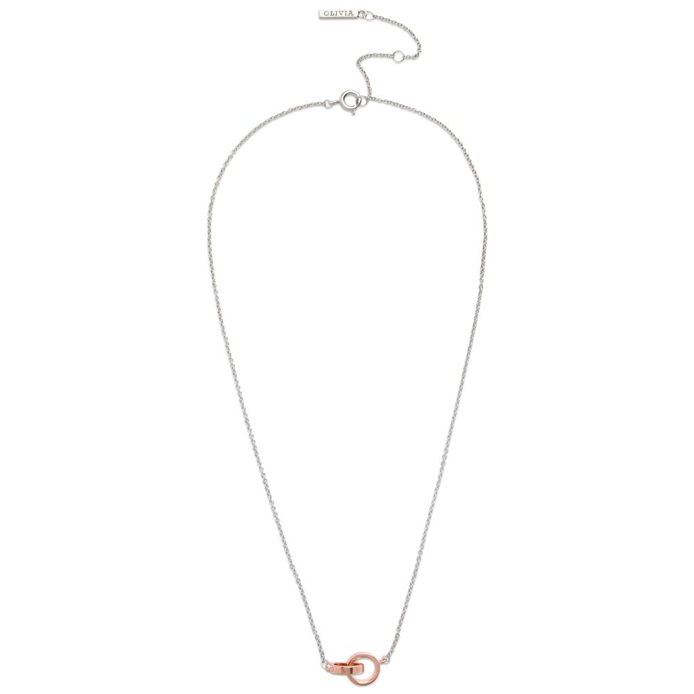 The Classics Rhodium & 18K Rose Gold Plating Interlink Necklaces
