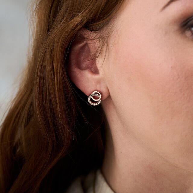 Classic Interlink Drop Studs Rose Gold