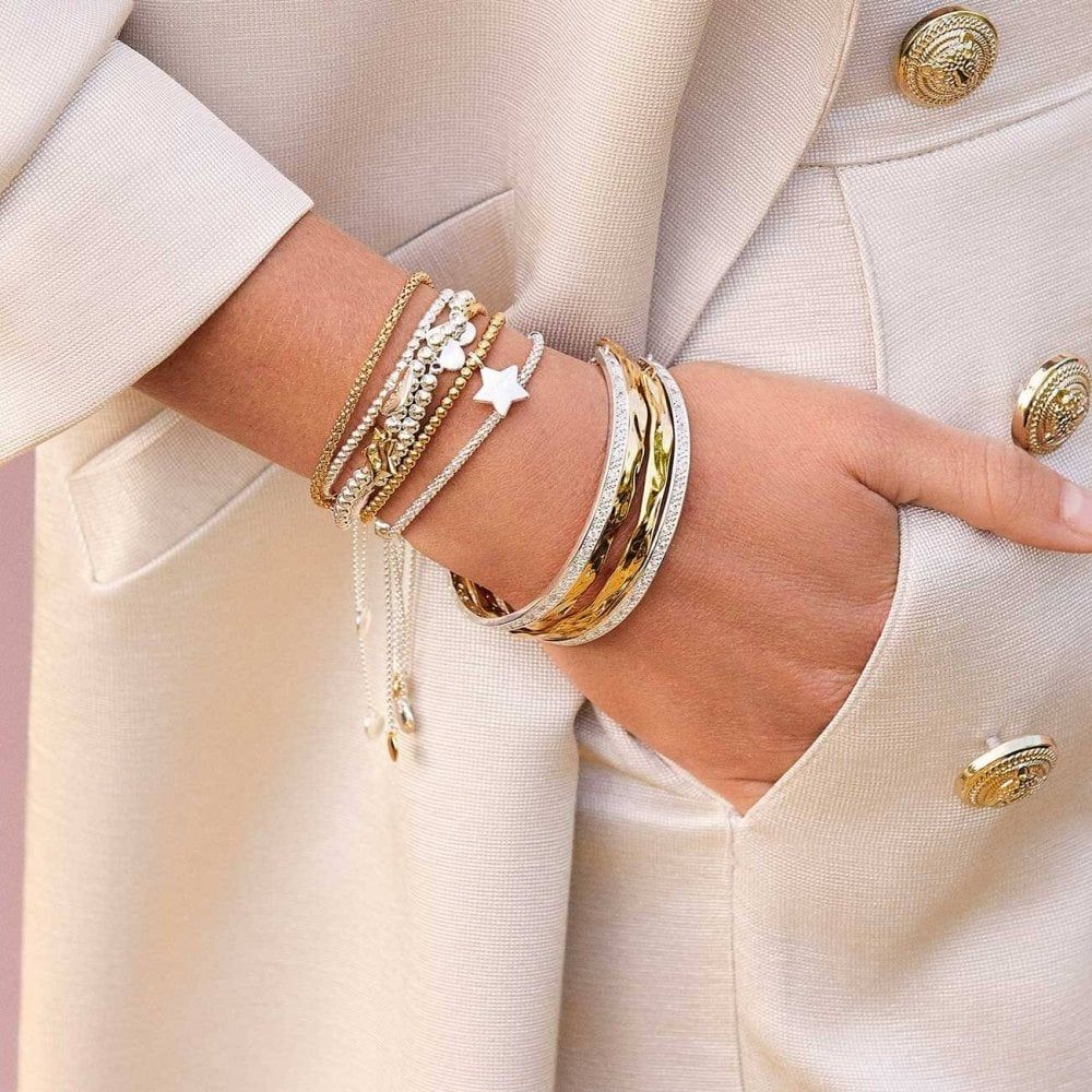 Bracelet Bar | Gold | Hammered Bangle | 20cm Adjustable