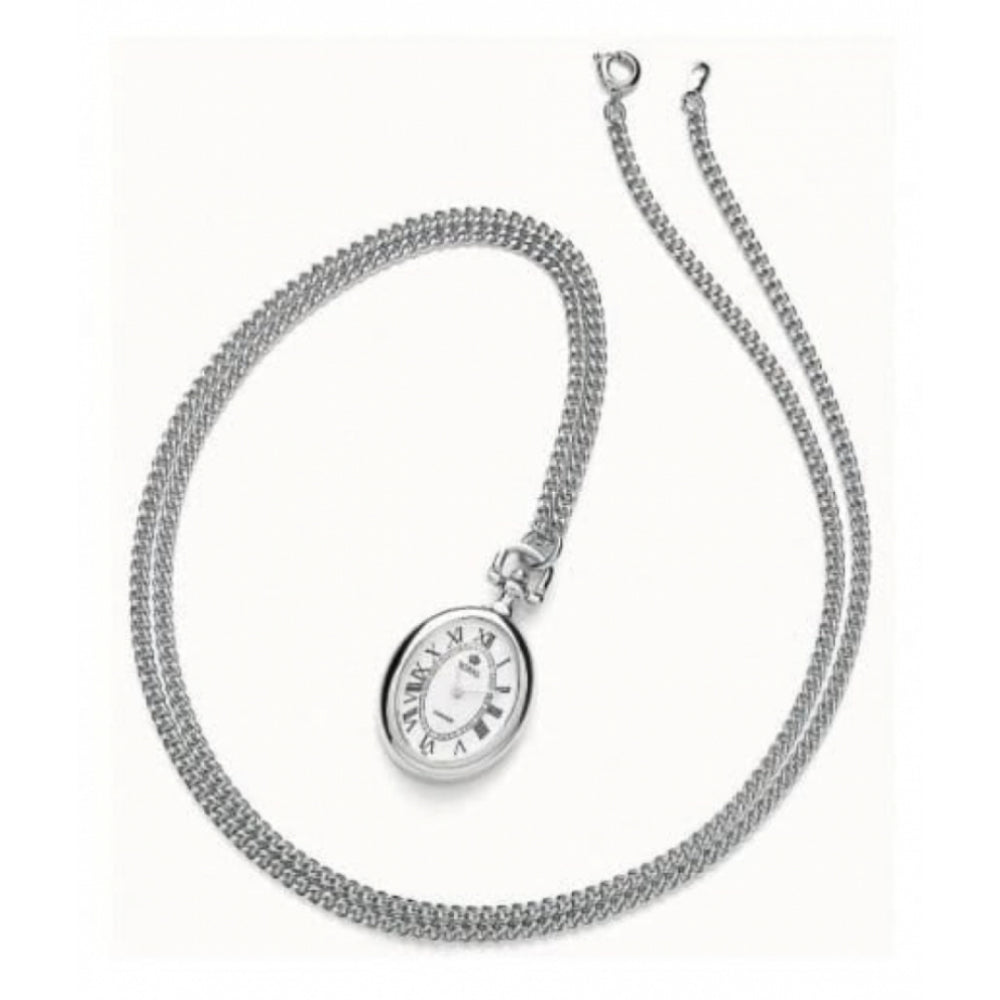 Pvd Silver Plated Open Face Quartz Pendant Necklace Watch