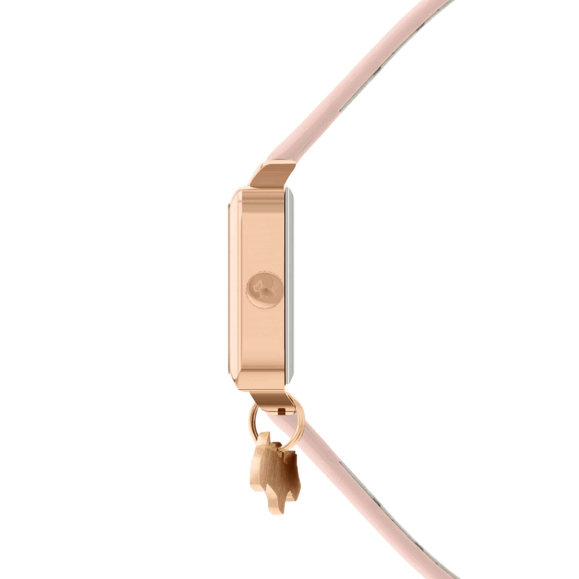 Ladies Square RG Plated Case Leather Cobweb Strap