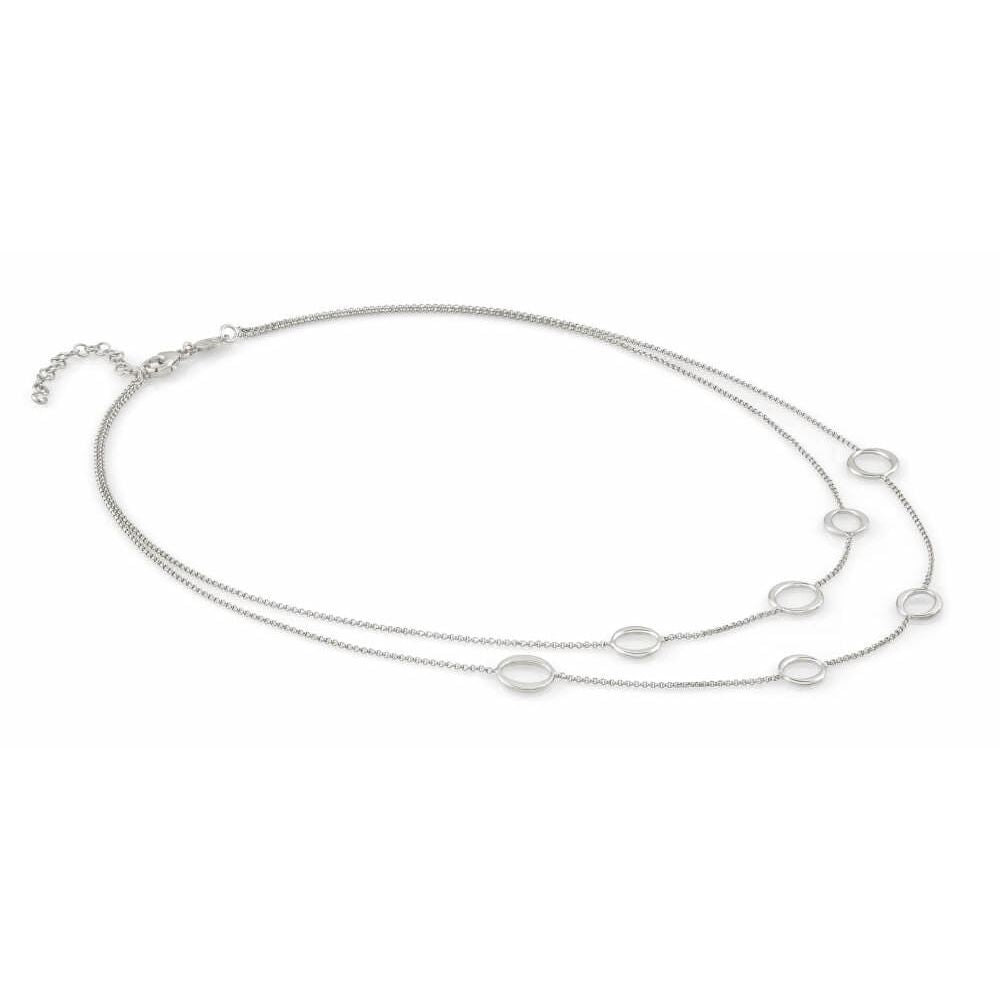 Sterling Silver Double Chain Circle Necklace