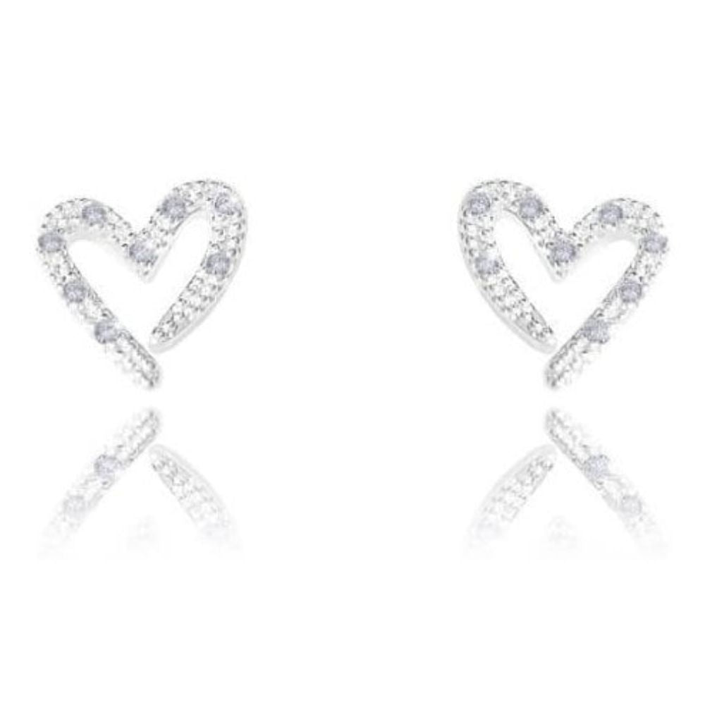 Sentiment Set - Love - Heart Outline Pave Earrings & Necklace Set