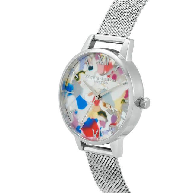 Pop Art Midi Dial, Blue Eco Vegan & Silver Mesh Watch Strap Gift Set