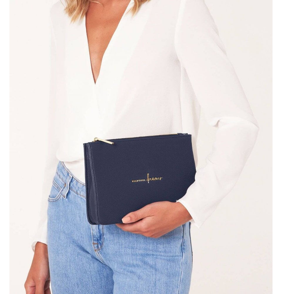 Stylish Structured Pouch | Beautiful Dreamer | Navy | 16 X 24 X 5 Cm