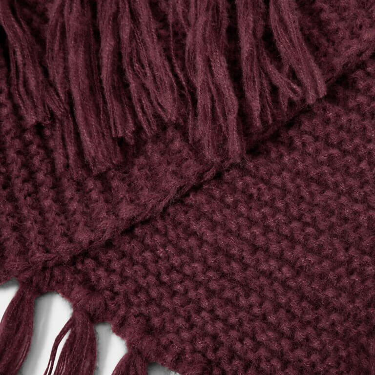 Chunky Knitted Scarf | Plum | 180cm X 40cm X 1cm