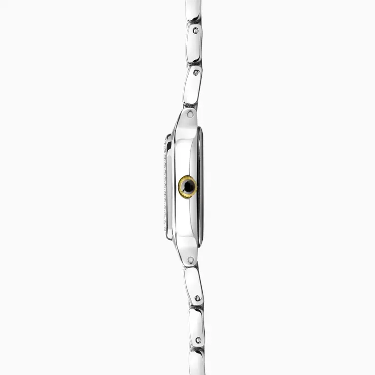 Monica Two Tone Case & Bracelet with Stone Set Bezel & White Dial Ladies Watch
