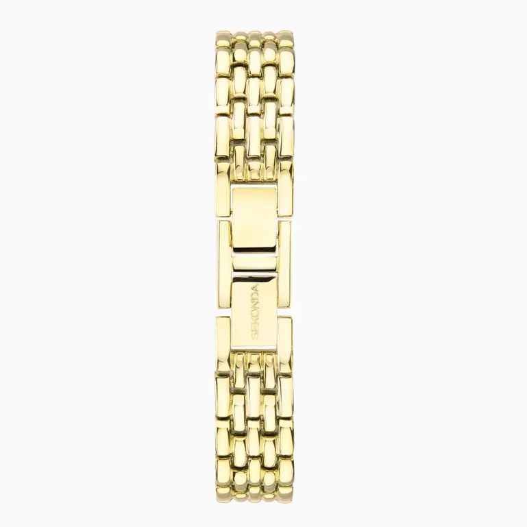 Monica Gold Plated Case & Bracelet With with Stone Set Bezel White Dial Ladies Watch