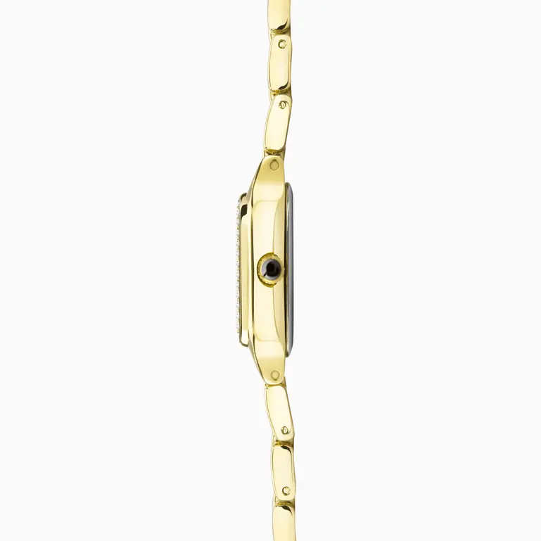Monica Gold Plated Case & Bracelet With with Stone Set Bezel White Dial Ladies Watch