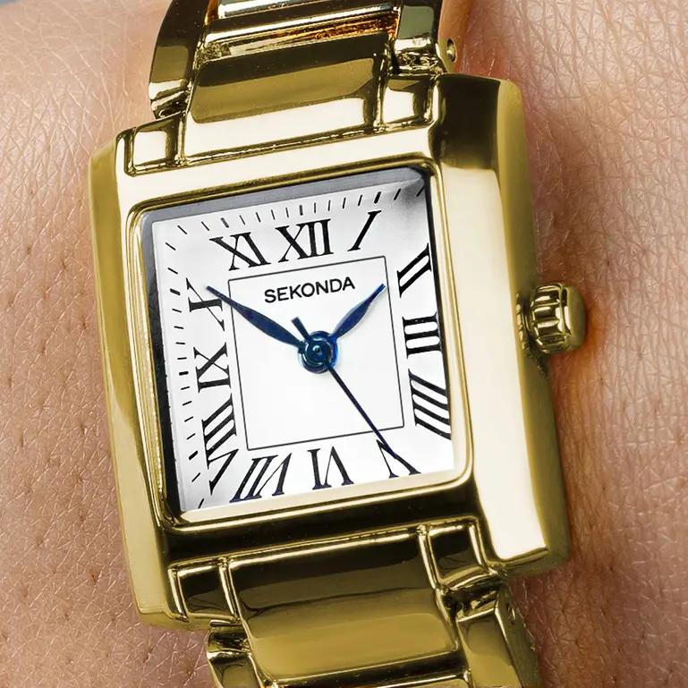 Montreal Gold Plated Case & Bracelet With White Dial Ladies Watch