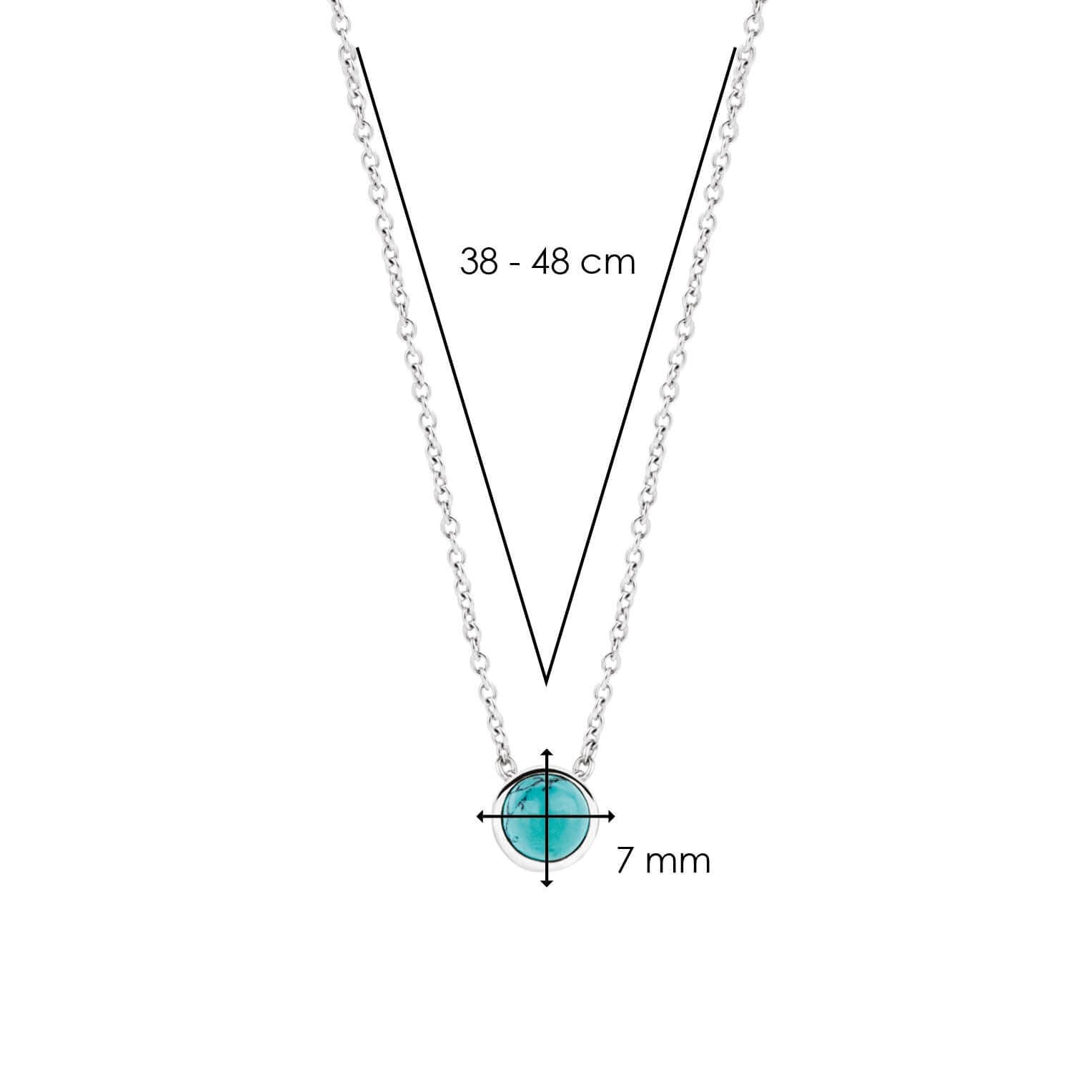 Turquoise Stone Pendant With Silver Chain Necklace