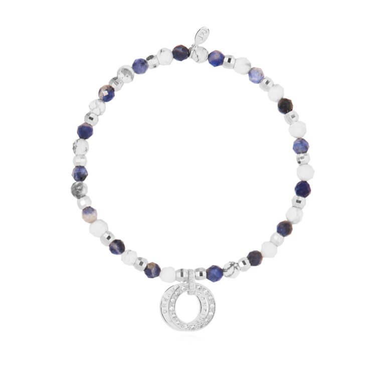 Wellness Gems | Silver | Howlite And Blue Lace Agate Bracelet | 17.5cm Stretch