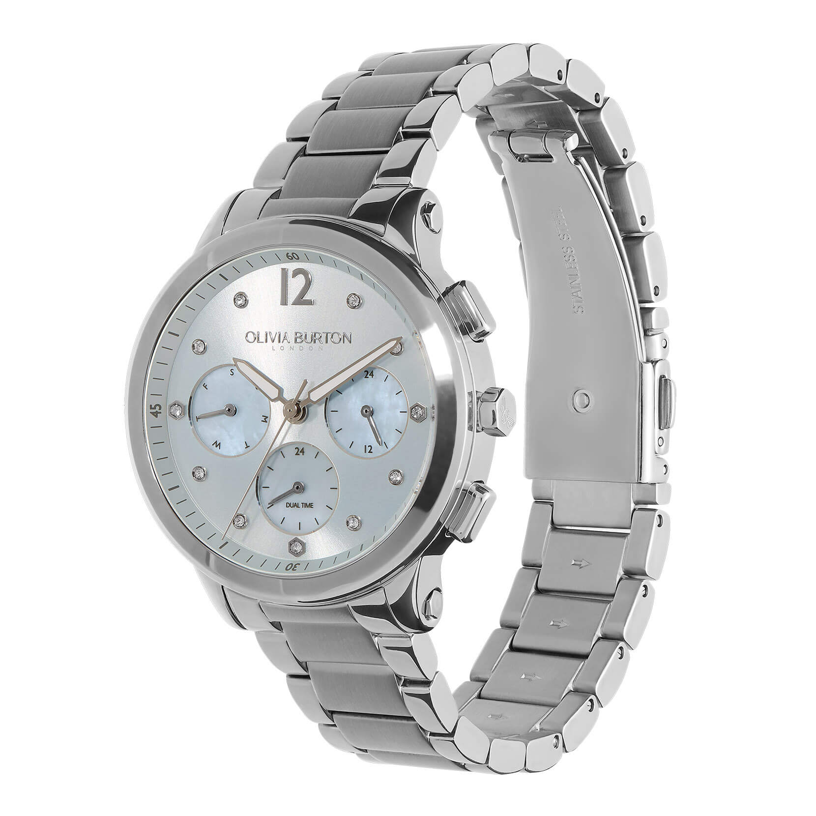 Sports Luxe Multi-Function Blue & Silver Bracelet Watch