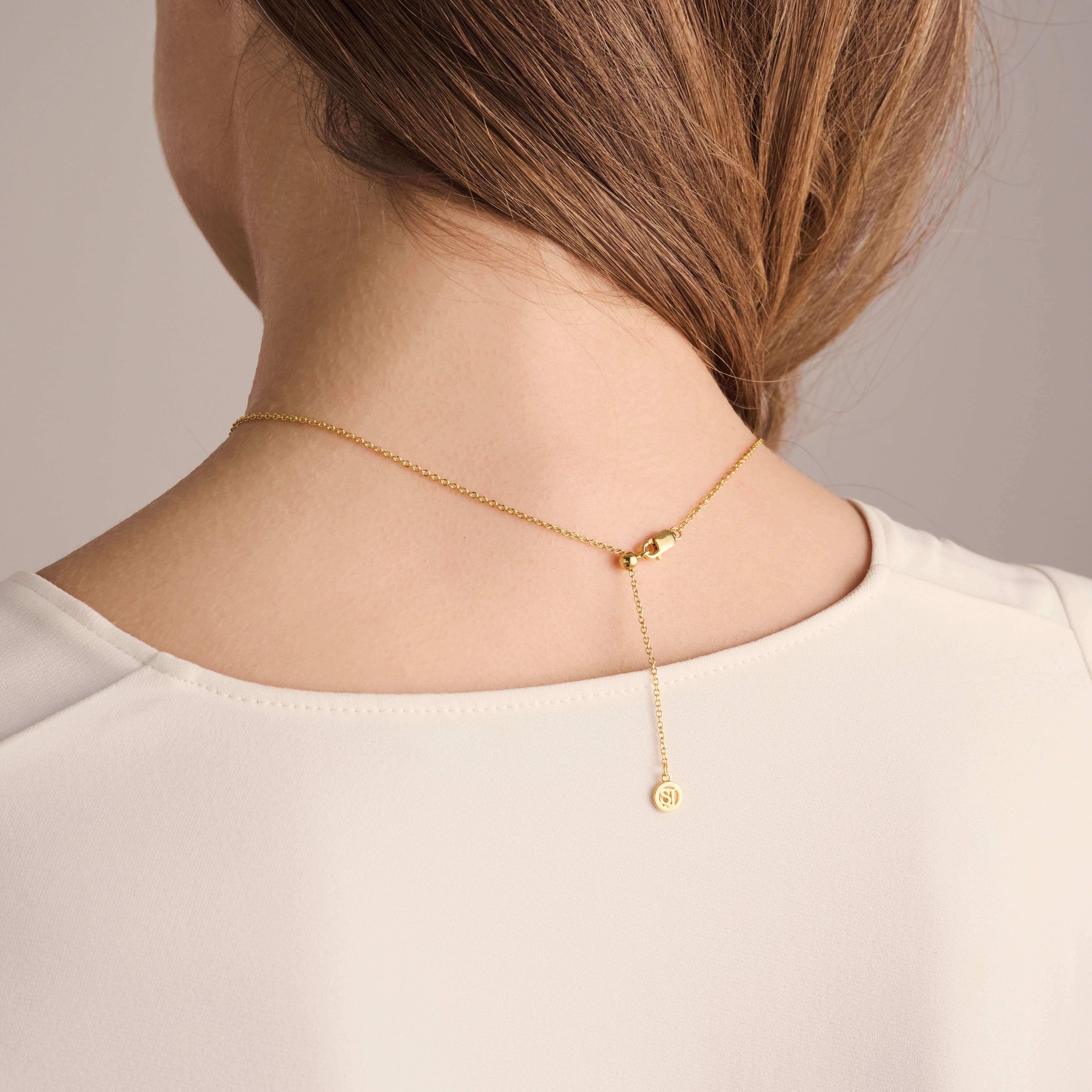 Ellera Ovale Piccolo Necklace In 18k Gold Plated With White Zirconia