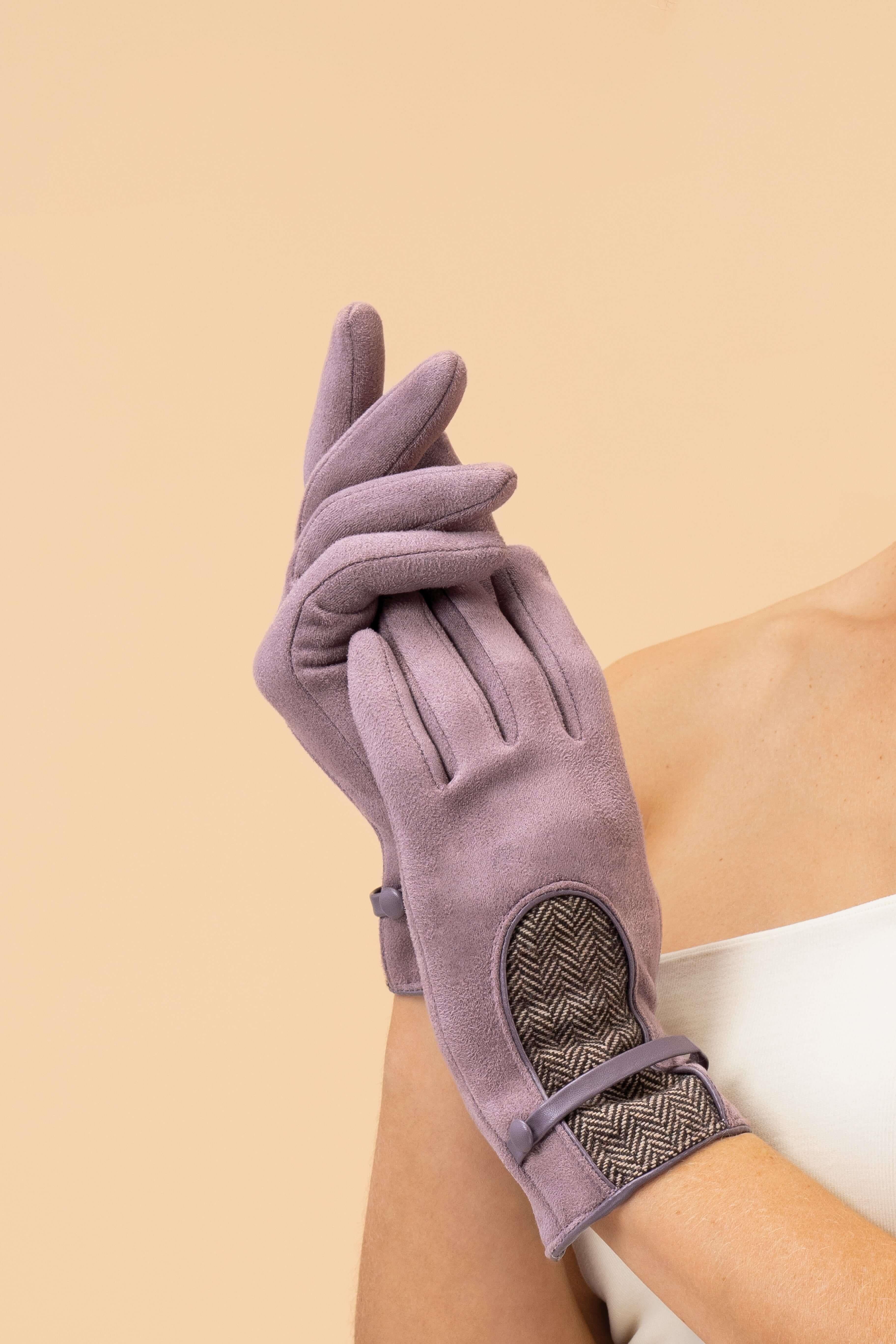 Genevieve Faux Suede Gloves - Lavender