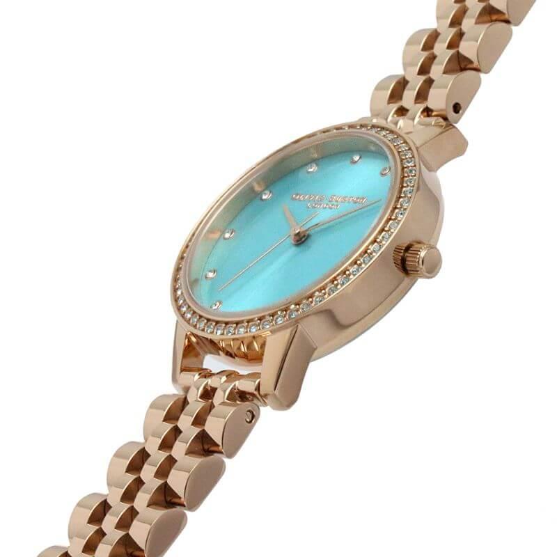 Classic Sparkle Bezel Midi Dial Mint & Rose Gold Bracelet Watch