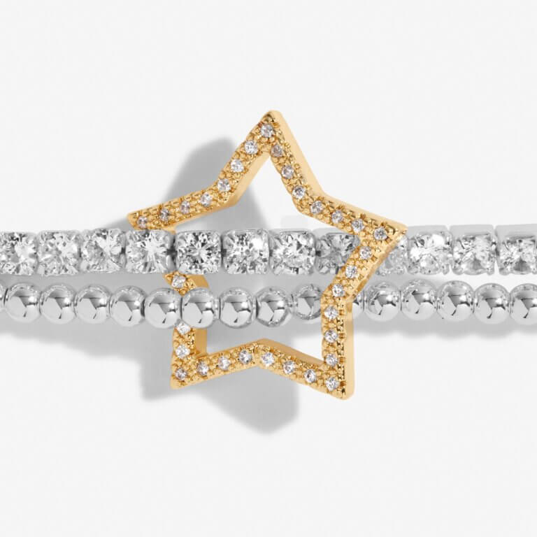 Lila Lustre | Star | Silver And Gold | Bracelet | 17.5cm Stretch