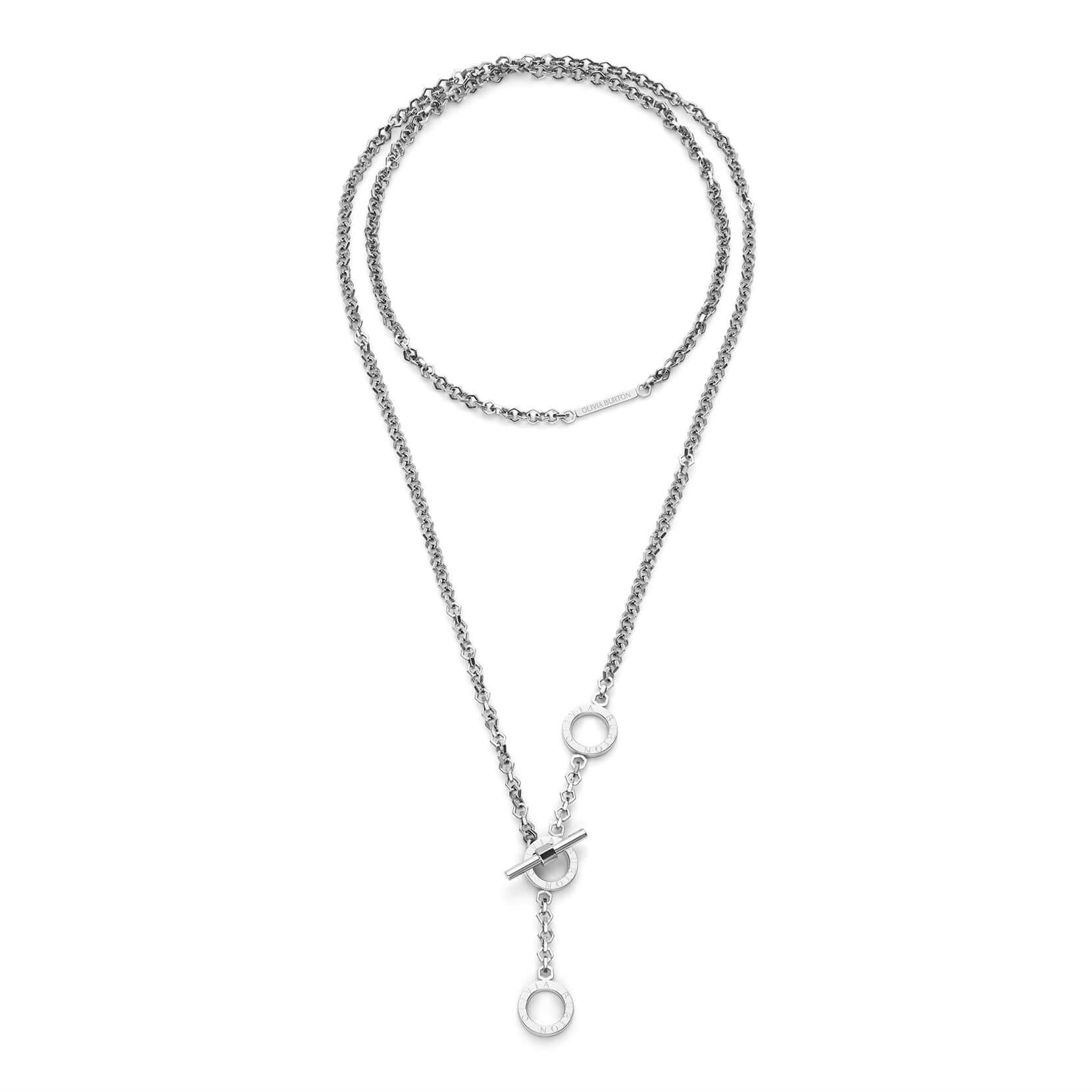 Signature Honeycomb Toggle Silver Tone Necklace
