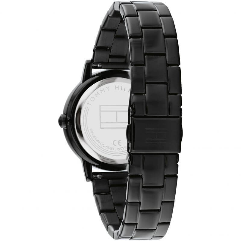 Maya Classic Ionic Plated Black Stainless Steel With Crystal Ladies Watch