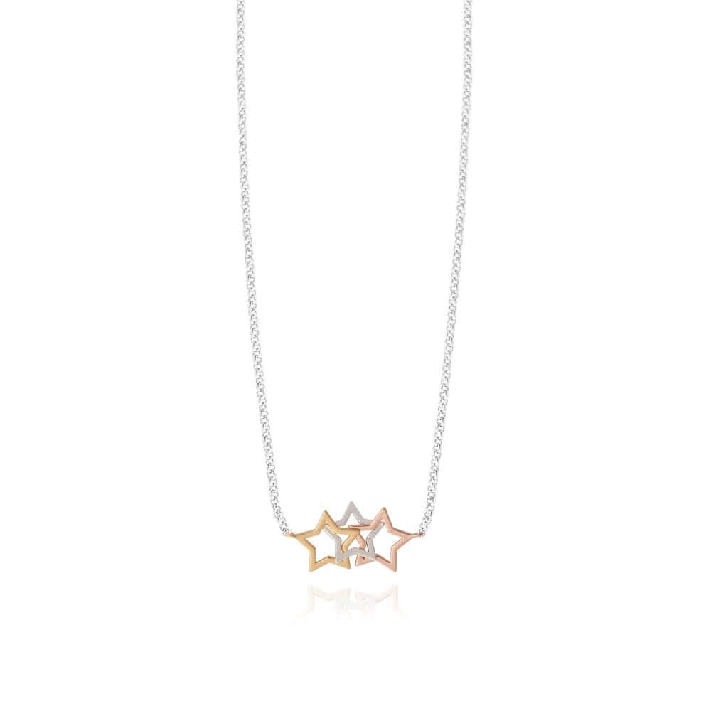 Florence | Star | Silver Rose Gold And Gold | Necklace | 46cm + 5cm Extender