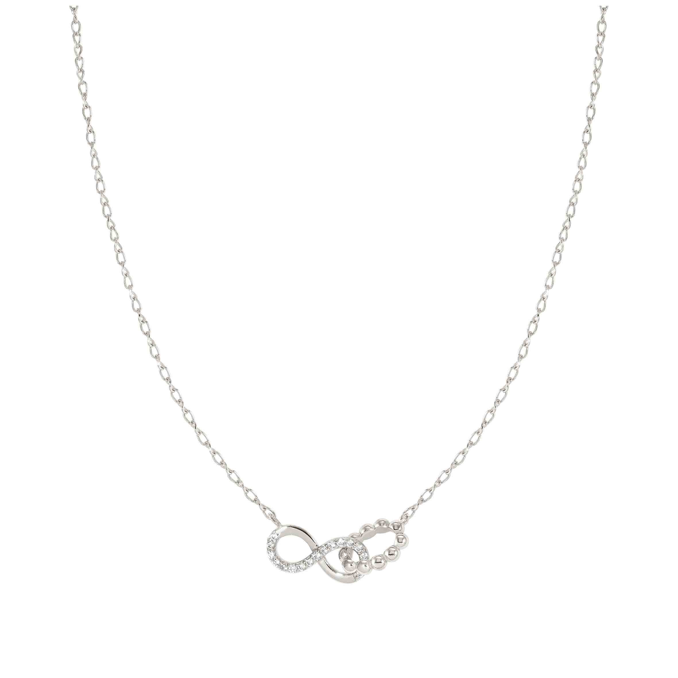 Lovecloud Necklace In Silver With CZ Set Interlocking Infinity Pendant