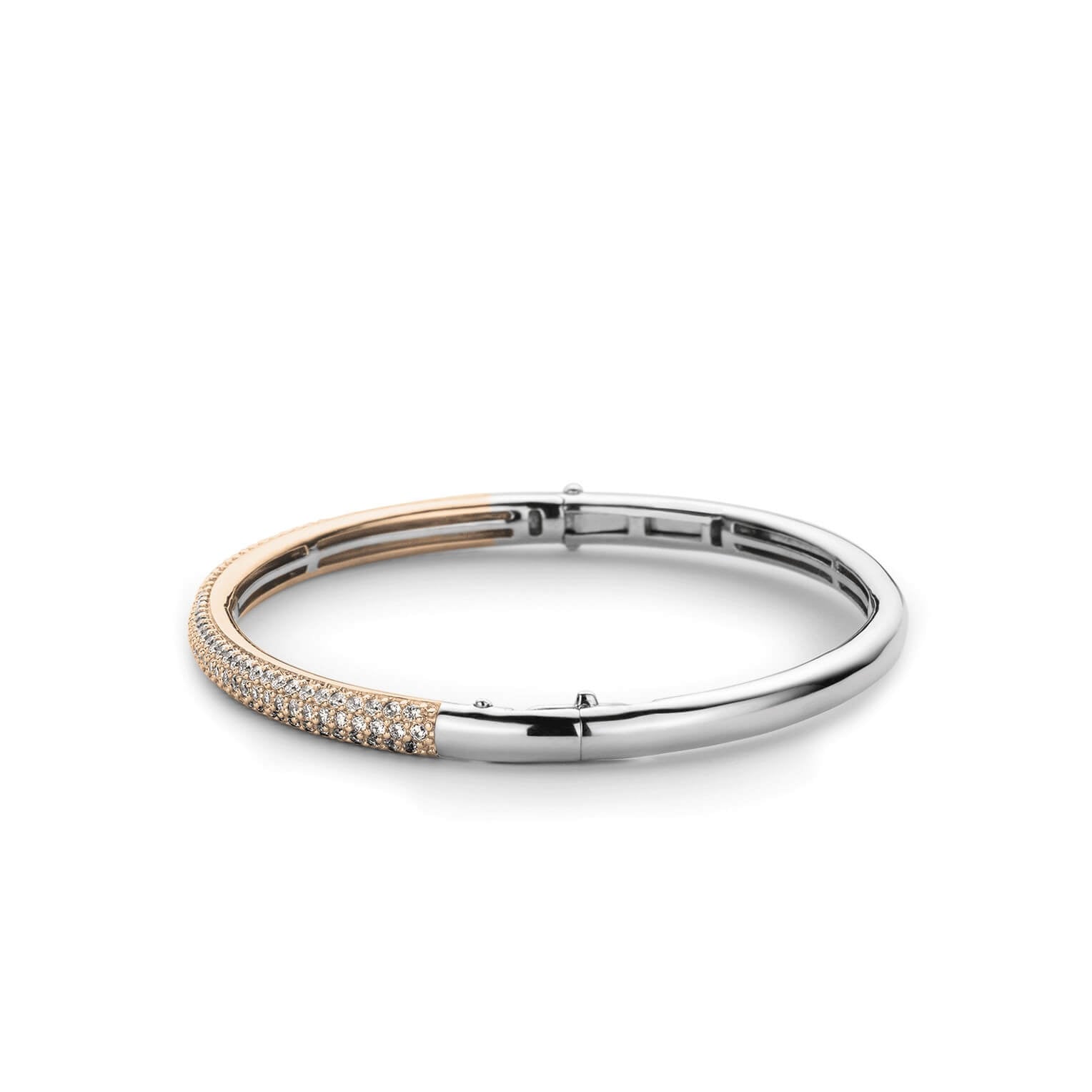 Silver & Rose Gold Plated CZ Bangle