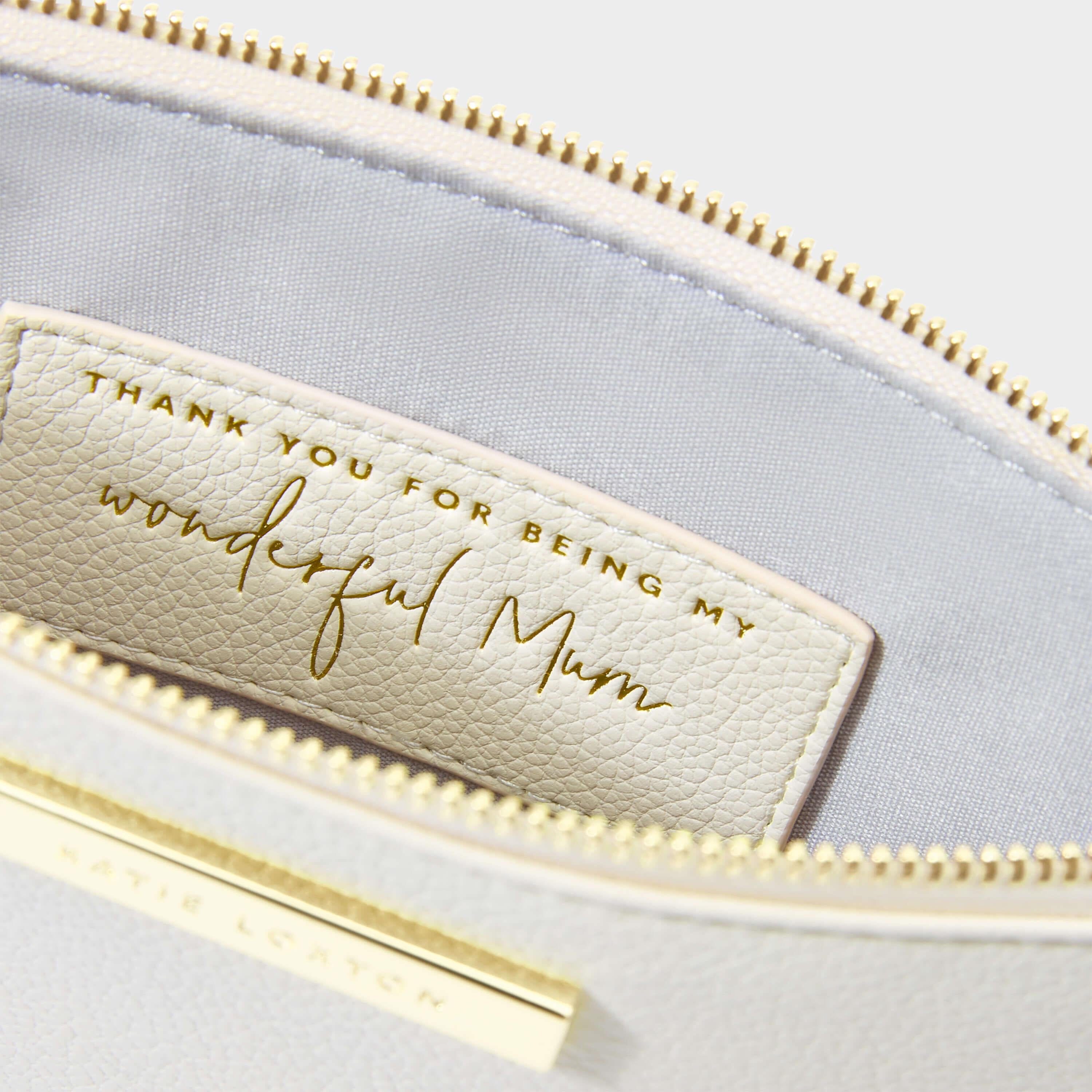 Secret Message Pouch | Thank You For Being My Wonderful Mum | Off White | 16 X 24 X 1.5cm