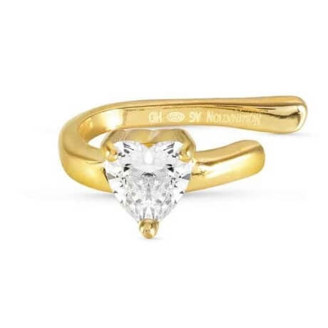 Sentimental Gold Plated Heart CZ Ear Cuff