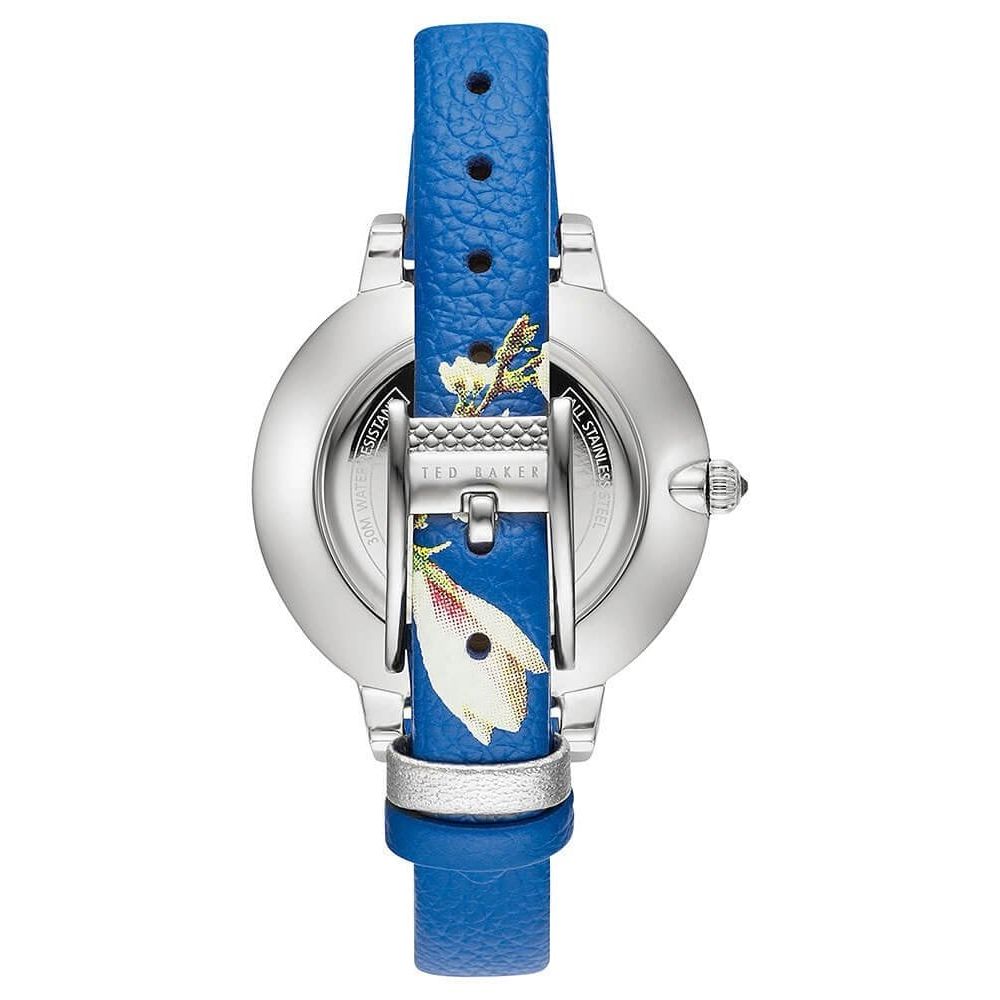 Silver Blue Floral Ladies Watch