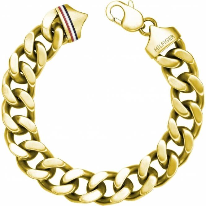 Dressed Up Chain Link Gold Tone Gents Bracelet