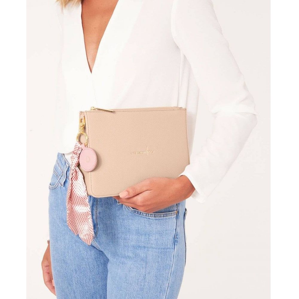 Stylish Structured Pouch | Live Laugh Love | Nude Pink | 16 X 24 X 5 Cm