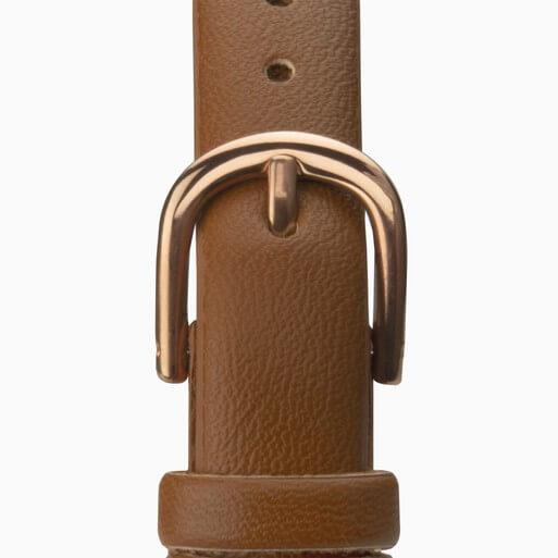 Rose Gold Case With Rose Dial & Tan PU Strap Watch
