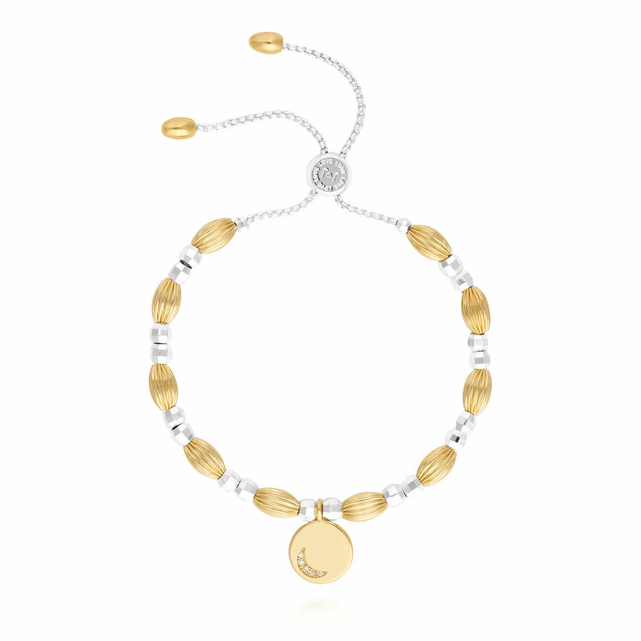 Bracelet Bar Moon Disc Silver & Gold Adjustable Bracelet