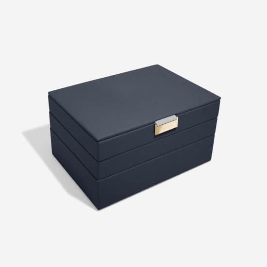 Pebble Navy Classic Jewellery Box Set of 3