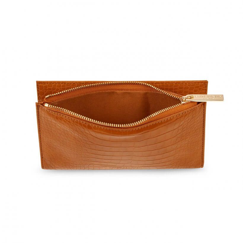 Celine Faux Croc Fold Out Purse | Cognac