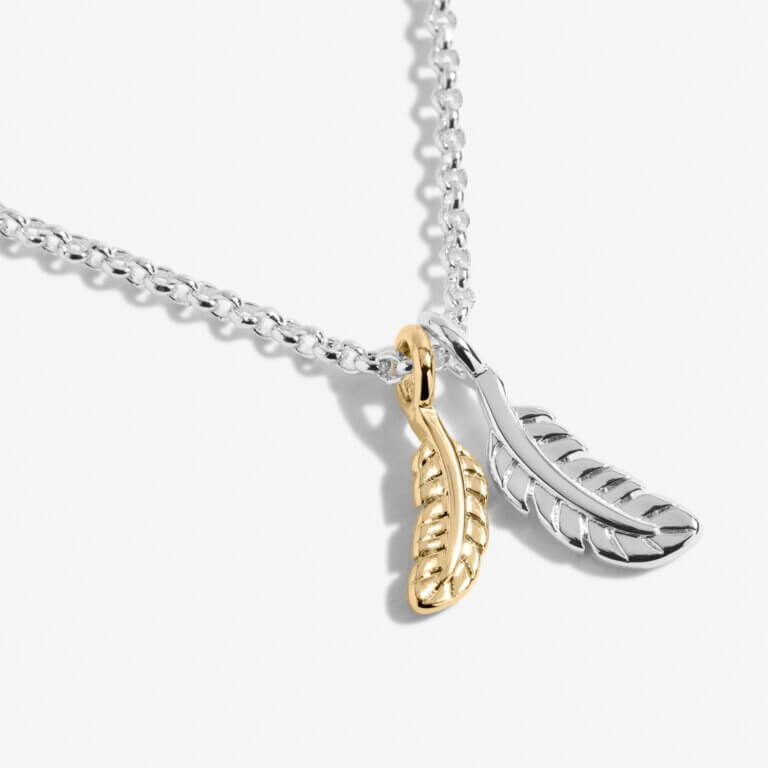 A Little | Feathers Appear When Loved Ones Are Near | Silver And Gold | Necklace | 46cm + 5cm Extender