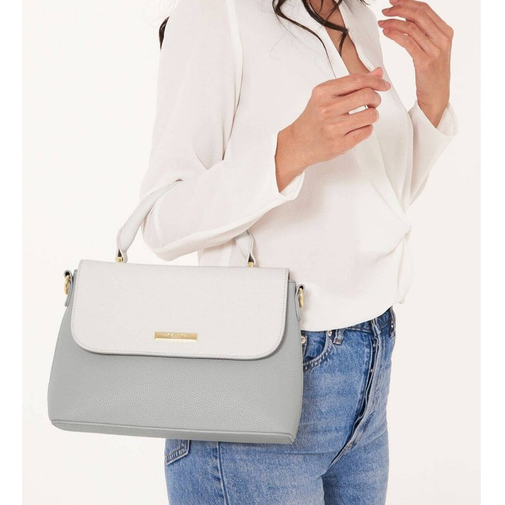 Talia Two Tone Messenger Bag | White And Pale Grey | 19.5 X 24.5 X 8cm