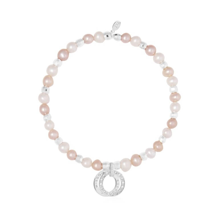 Wellness Gems | Silver | Pearl And Pink Pearl Bracelet | 17.5cm Stretch