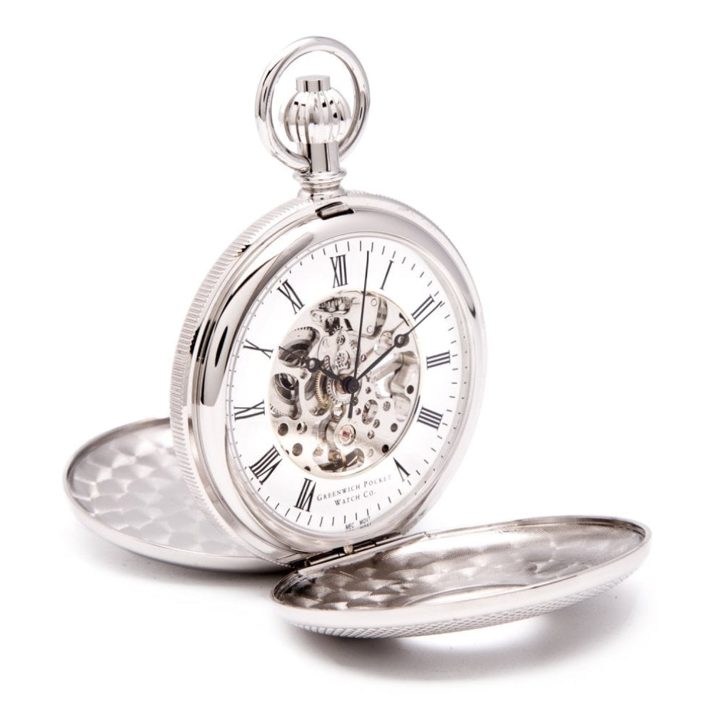 Whitehall - Chrome Mechanical Double Half Hunter Pocket Watch