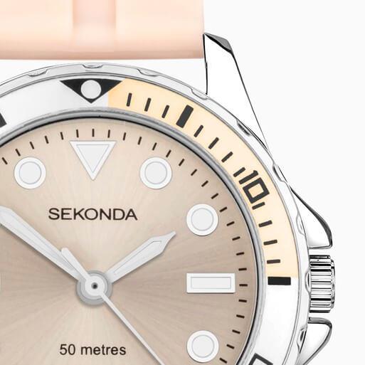 Balearic Peach Dial With Alloy Case & Peach Rubber Strap Ladies Watch