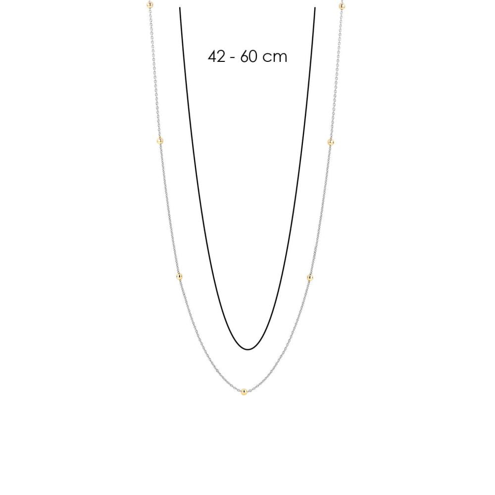 Gold Plated Stones With Silver Chain Necklace