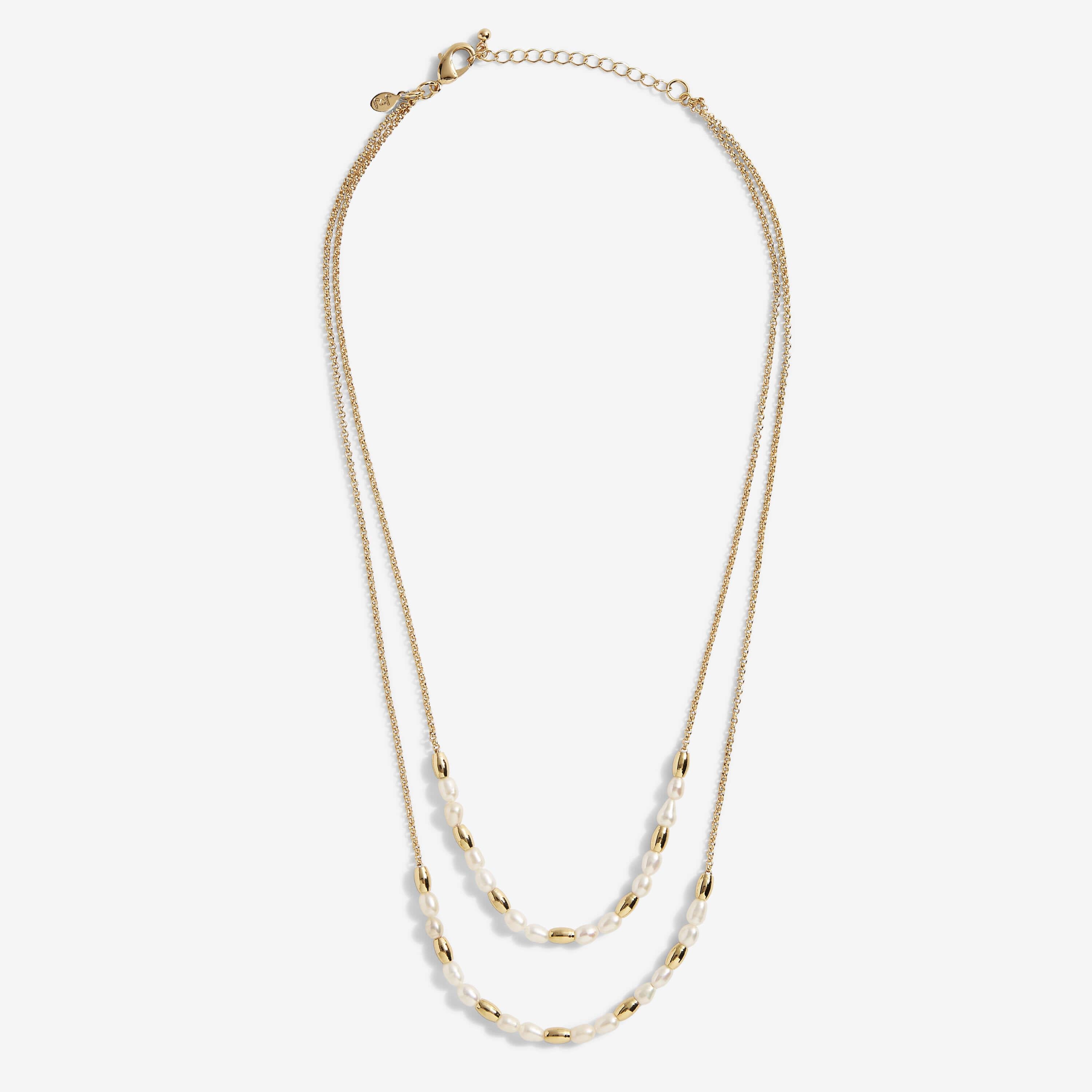 Riviera | Rice Pearl Layer Necklace | Gold | Necklace | Inner Chain 40cm, Outer Chain 45cm + 5cm Extender