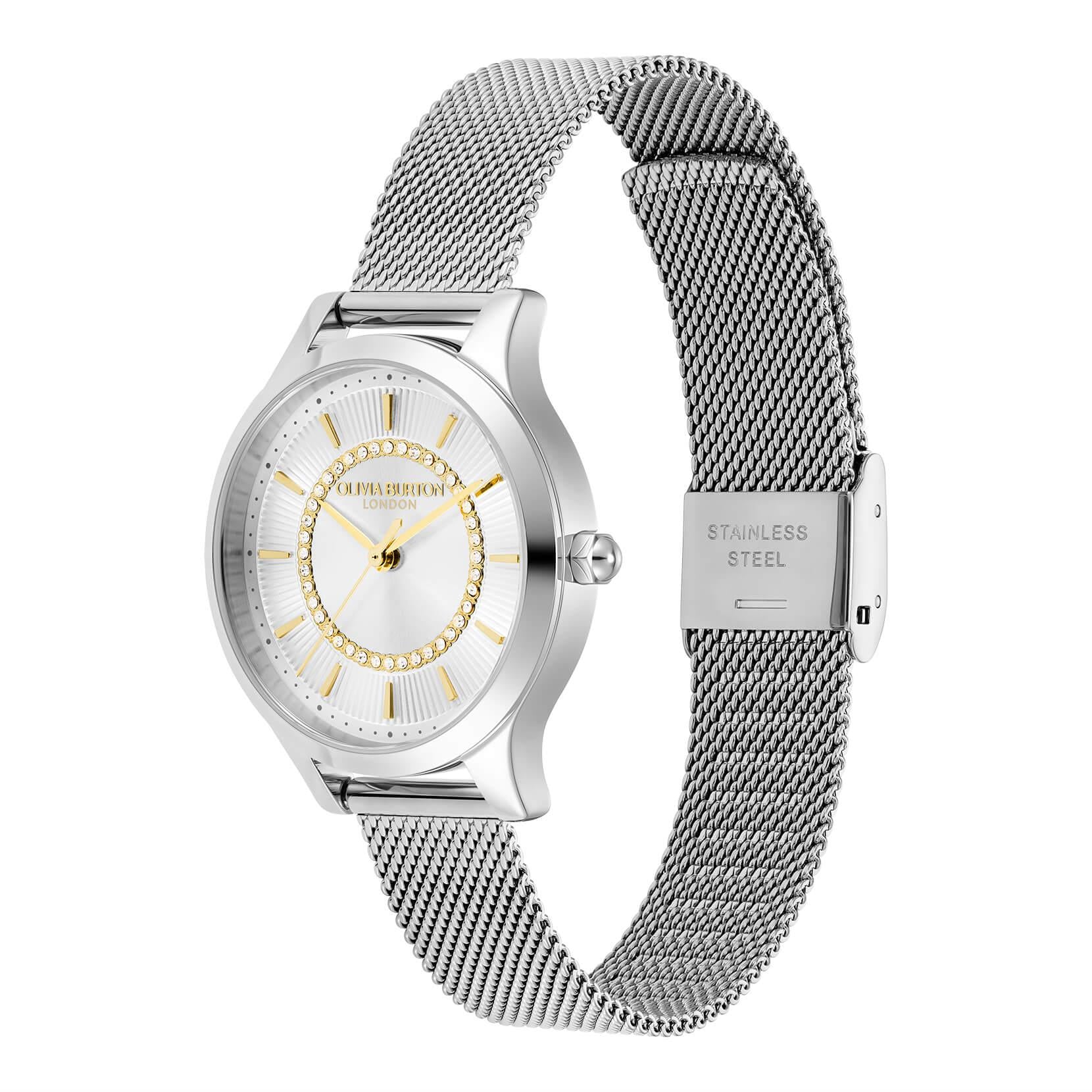 Wonderlust Silver-White Sunray Dial With Steel Mesh Bracelet Strap Ladies Watch