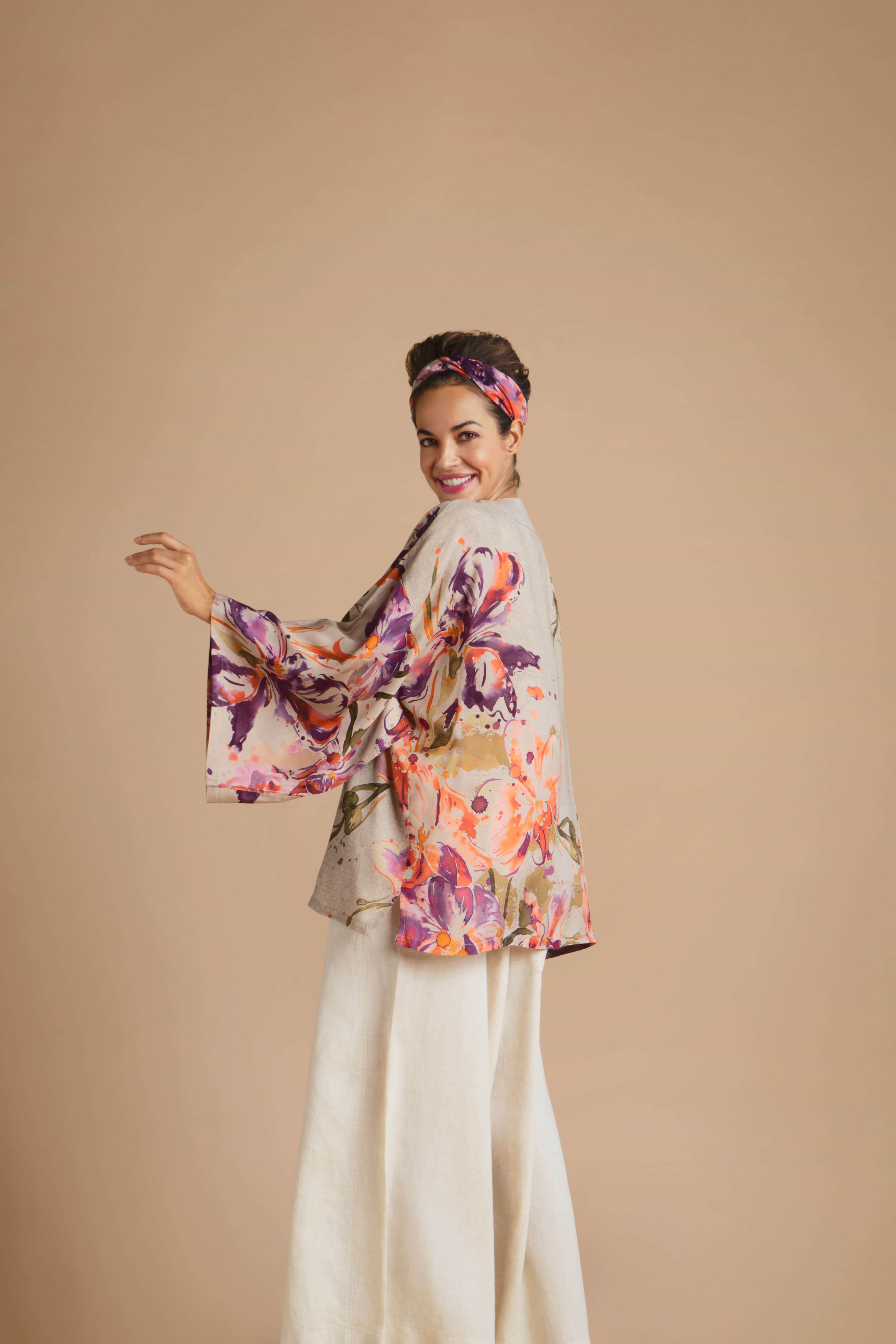 Orchid & Iris Kimono Jacket - Coconut
