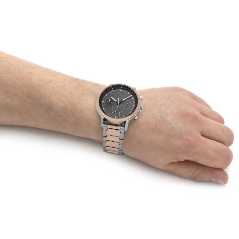 Gauge Grey Chronograph Two Tone Bracelet Strap Gents Watch
