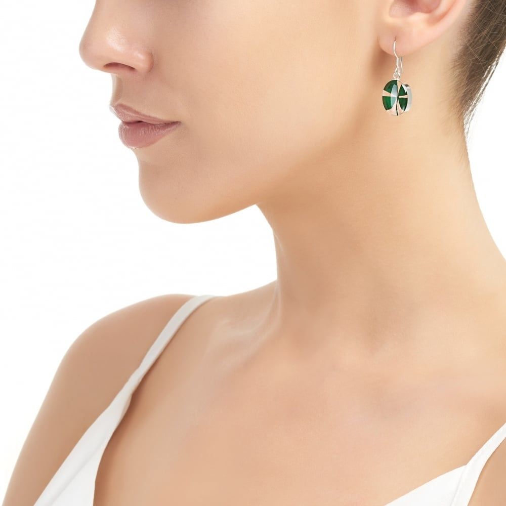 Silver Earring - Four Leaf Clover - Oval