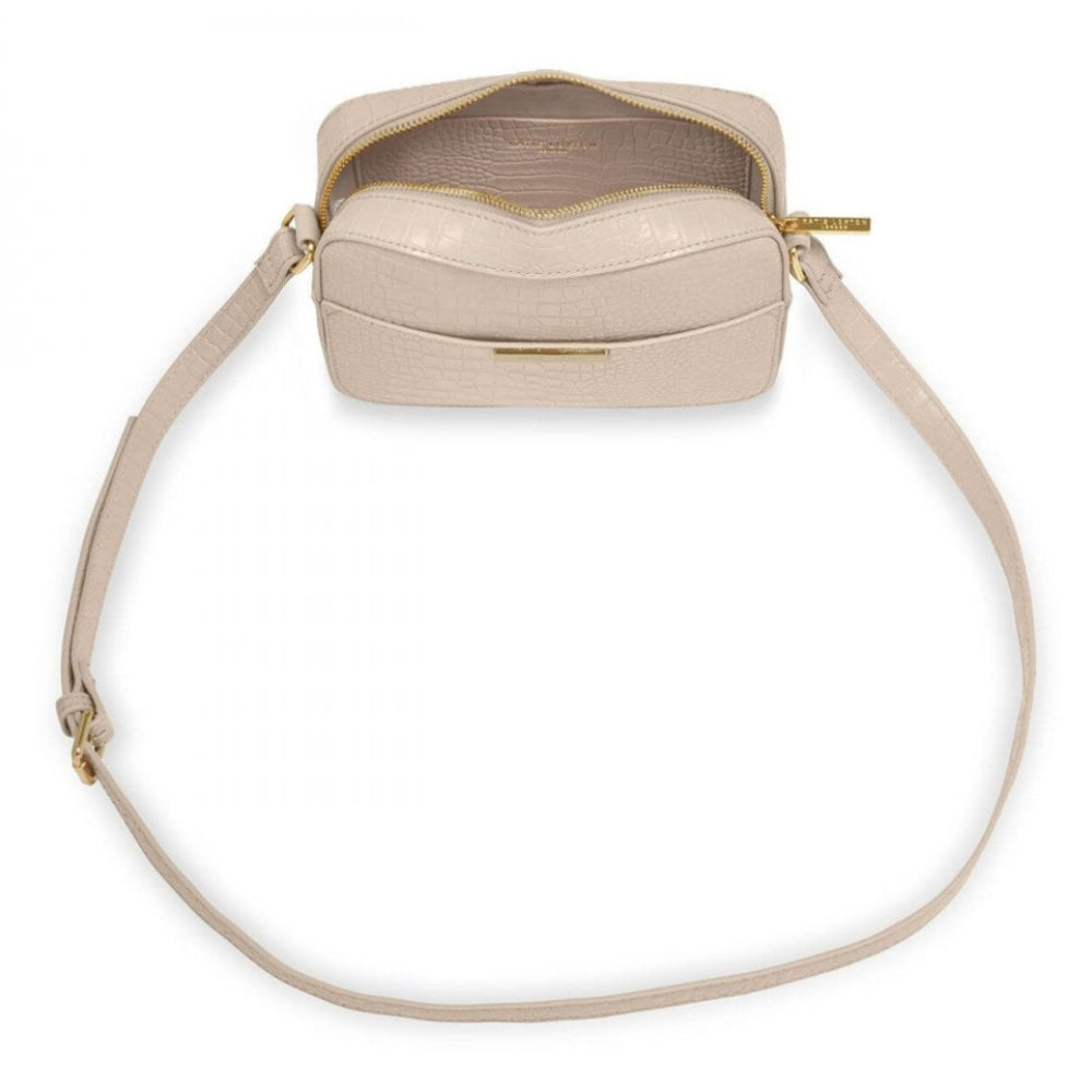 Celine Faux Croc Crossbody Bag | Oyster Grey | 14 X 20.5 X 6 Cm