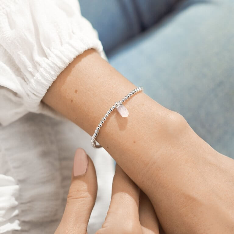 Crystal A Little | Rose Quartz | Silver | Bracelet | 17.5cm Stretch