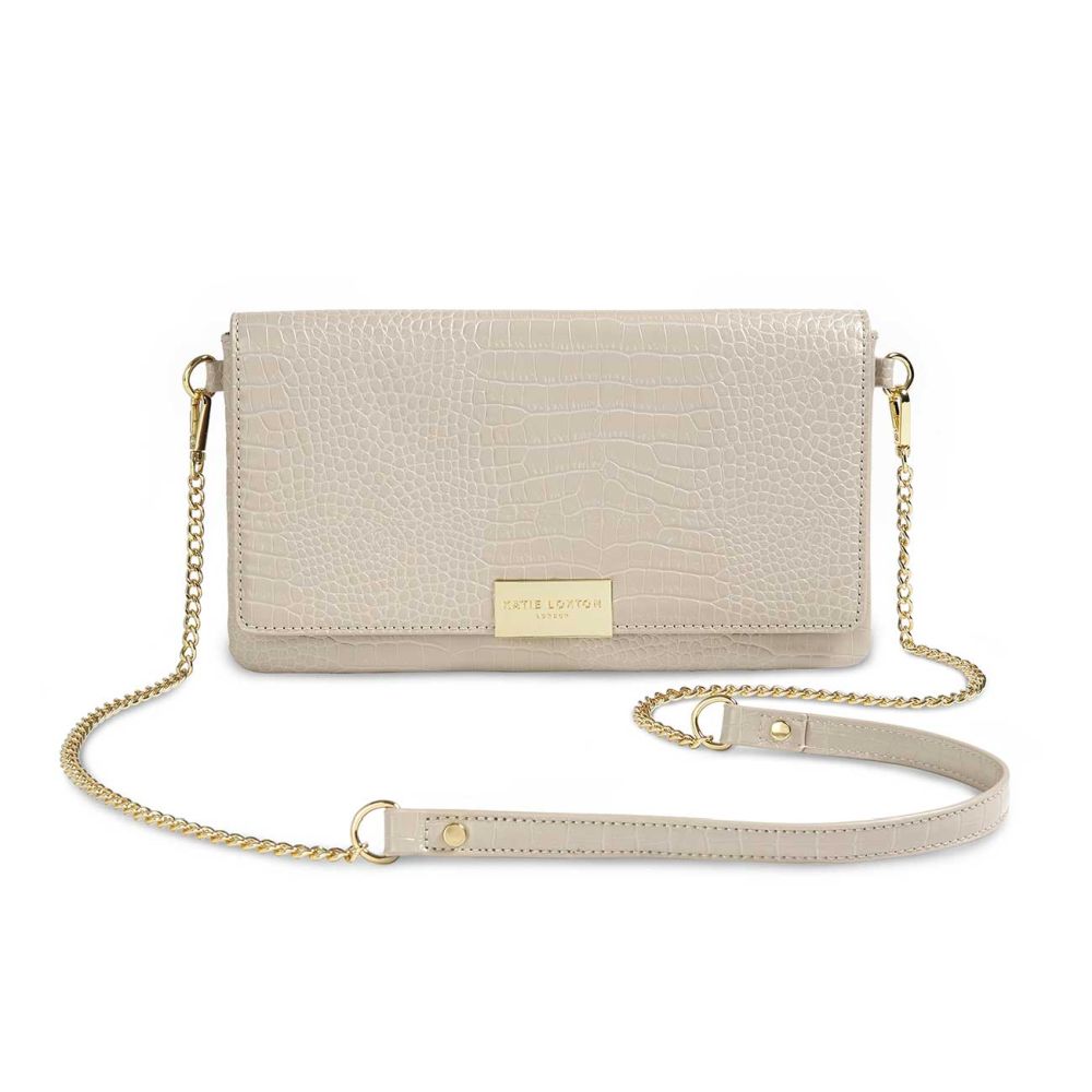 Celine Faux Croc Fold Over Crossbody | Stone